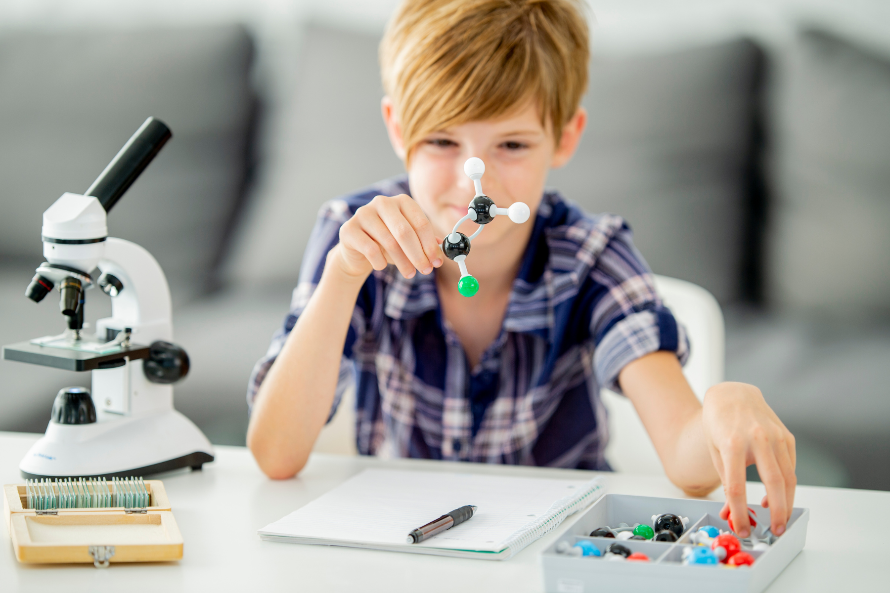 Boy doing robotics