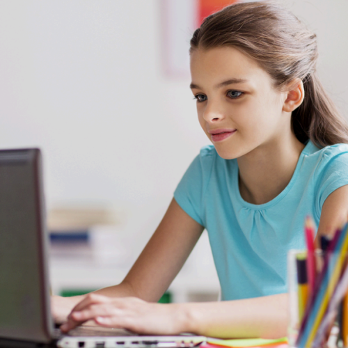 Young girl coding